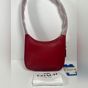 sold NWT Coach Curve Zip Shoulder Bag Glovetanned Leather CAF11 Brass/Ruby